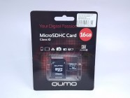 Карта памяти QUMO 16ГБ, класс 10, microSDHC, c адаптером SD [QM16GMICSDHC10] [17633]