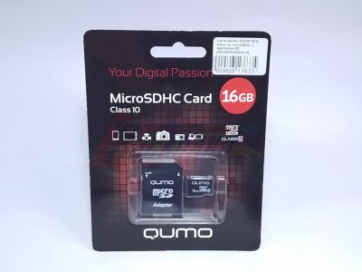Карта памяти QUMO 16ГБ, класс 10, microSDHC, c адаптером SD [QM16GMICSDHC10] [17633]