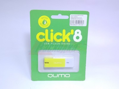 Флэш-драйв 8ГБ QUMO, Click, лимон, водонепроницаемая USB 2.0 [QM8GUD-CLK-Lemon] [19046]