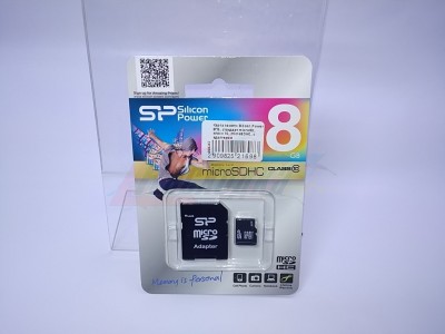 Карта памяти Silicon Power 8 ГБ, стандарт microSD, класс 10, microSDHC, с адаптером (SP008GBSTH010V10SP)  [21698]