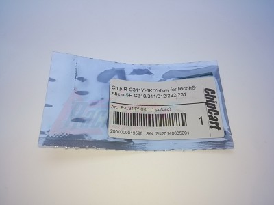 Чип для картриджа Ricoh Aficio SP C310/311/312/232/231, 6K, желтый/yellow [R-C311Y-6K] (NN) [23518]