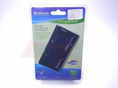 Картридер Defender SUPRIOR SLIM USB 2.0 универсальный, черный [81529] [24288]