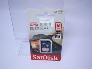 Карта памяти Sandisk Ultra 16ГБ, класс 10, SDHC [SDSDUNB-016G-GN3IN] [26756]