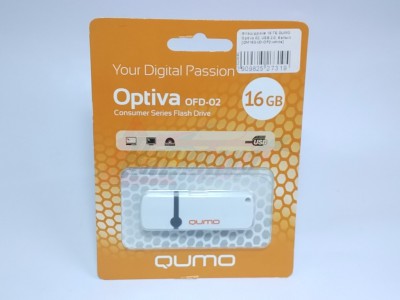 Флэш-драйв 16 ГБ QUMO Optiva 02, USB 2.0, белый [QM16GUD-OP2-white] [27319]