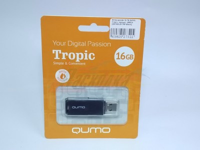 Флэш-драйв 16 ГБ QUMO, Tropic, черный, USB2.0 [QM16GUD-TRP-Black] [27322]