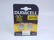 Батарейка Duracell CR2016, 3.0V, Lithium (2 шт. блистер) [DL/CR2016] [27807]