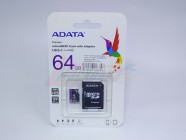 Карта памяти ADATA 64ГБ, класс 10/UHS-1, microSDXC, c адаптером SD [AUSD64GUICL10-RA1] [28389]