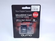 Карта памяти QUMO 32ГБ, класс 10/UHS-I, microSDHC, c адаптером SD (QM32GMICSDHC10U1) [28390]