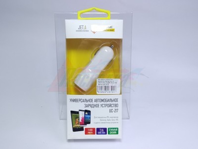 Зарядное устройство автомобильное Jet. A  (DC12-24V, 2xUSB, 5V, 2.1A) белый [UC-Z17] [28791]